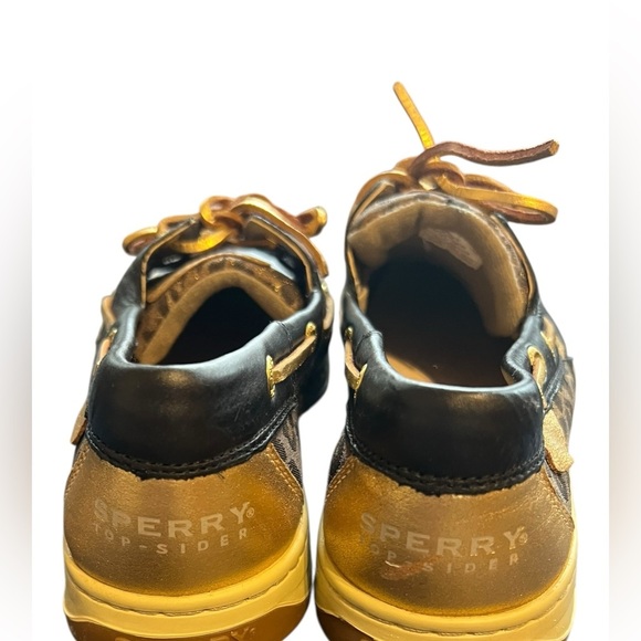 Sperry Top-Sider Black & Gold Leopard Boat Shoes – Size 10 - Picture 5 of 9